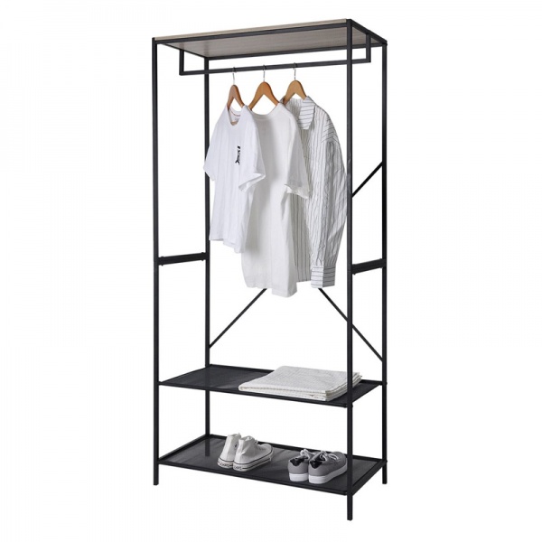 Dulap haine Stand with Shelves, 80 x 40 x 170 cm, 2 rafturi, suport umerase