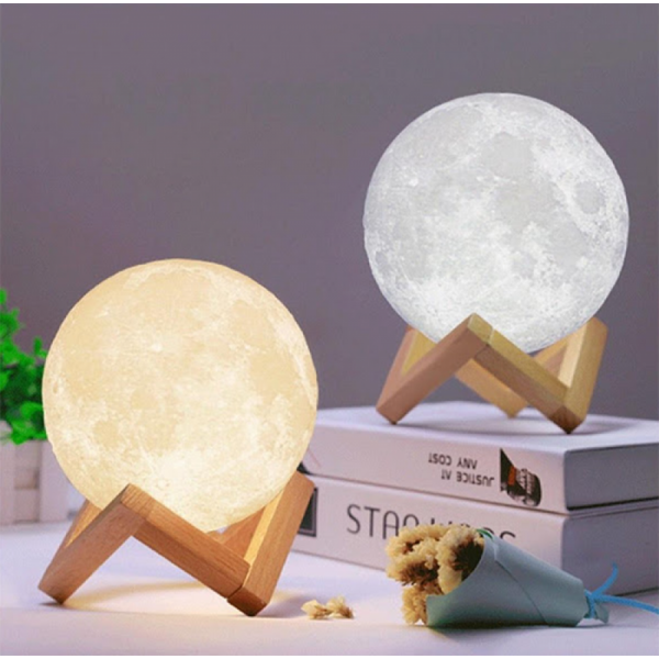 Umidificator lampa veghe, luna 3D suport de lemn